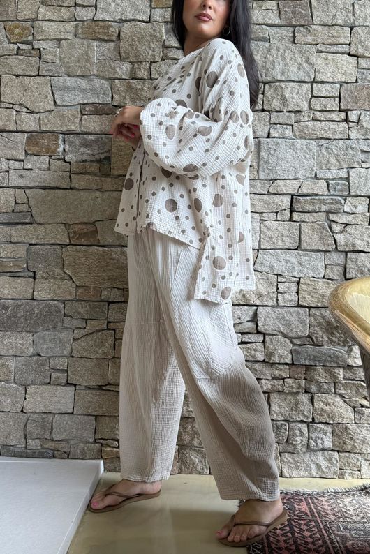 Hush Pillow Cotton Spot On Nero Boyfriend Shirt Calico